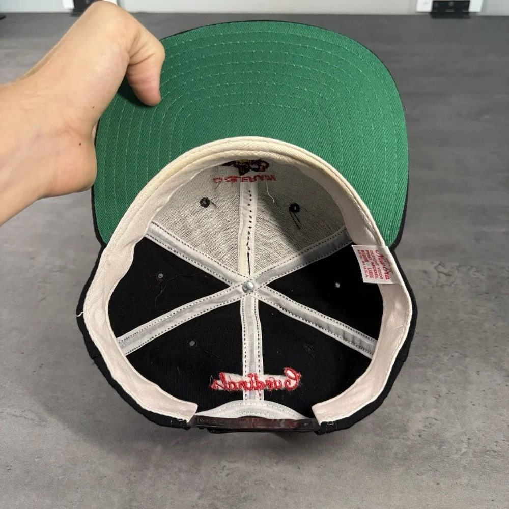 Vintage 70s 80s New Era Snapback Hat Black Red Colerain Cardinals Trucker Cap‎